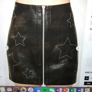 Leather Skirt with Stars